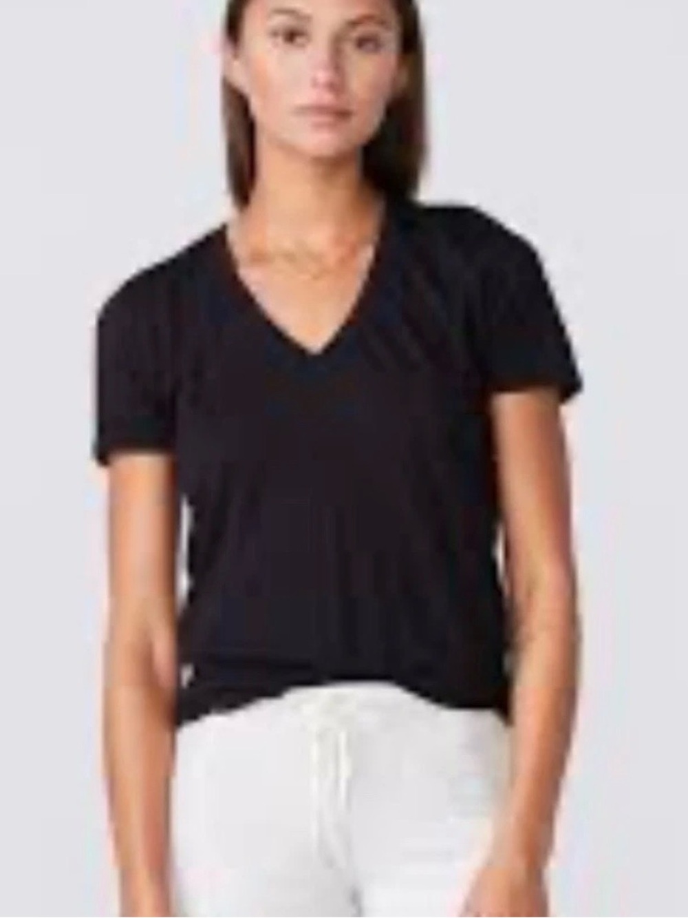MONROW CLASSIC Black Modal Knit Short Sleeve V-Neck T-Shirt Sz S #H218-CM